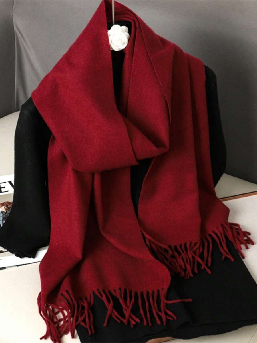 SHEIN وشاح صوف صناعي دافئ ومقاوم للرياح