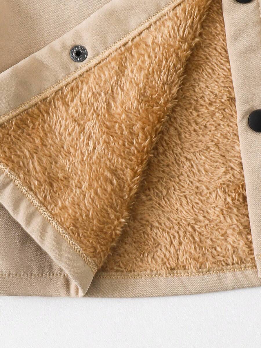 SHEIN معطف أولادي مبطن بالفليس مع رباط