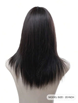 SHEIN باروكة شعر مستعار أسود طويل مستقيم 20 بوصة مع غرة