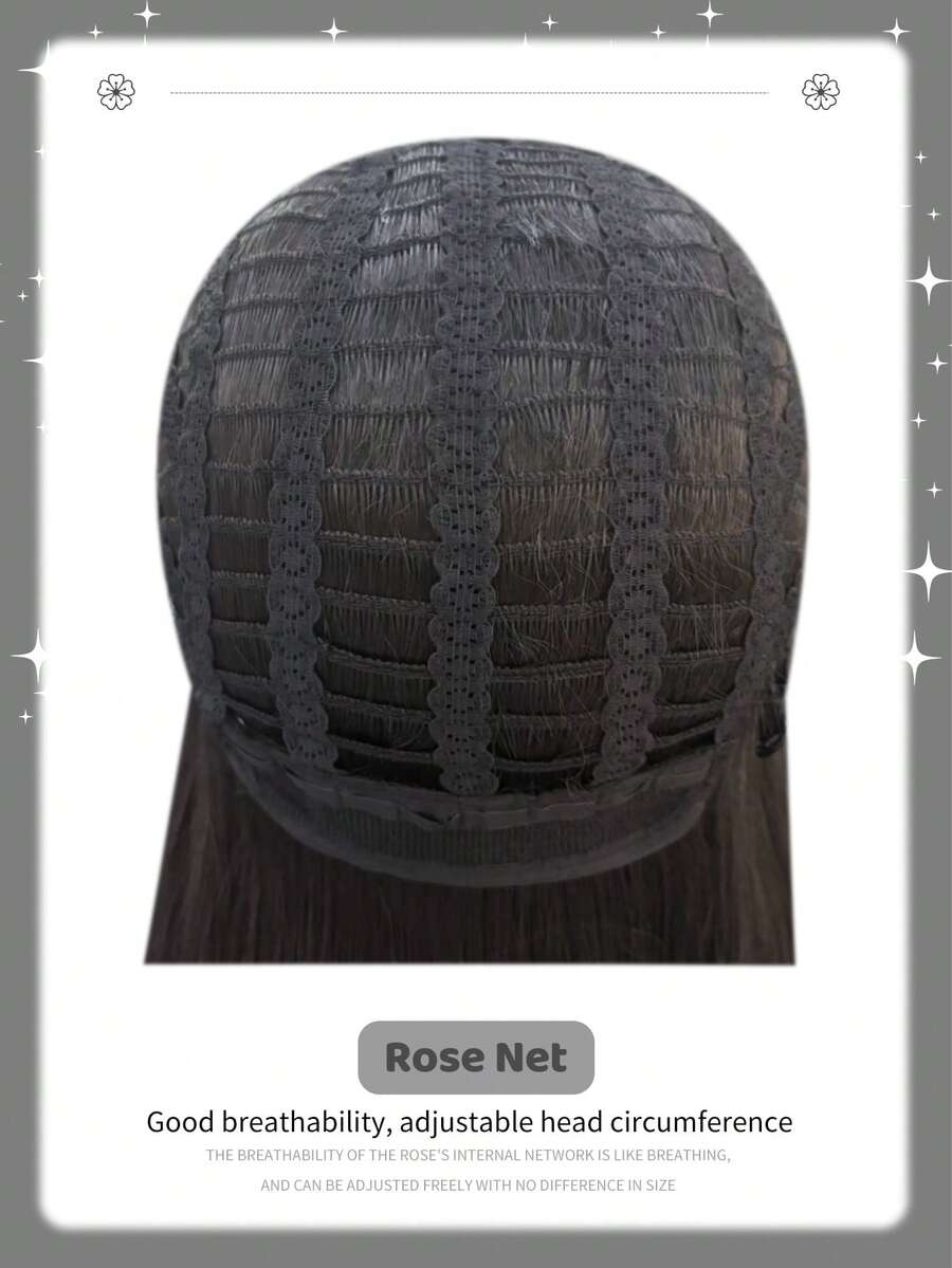 SHEIN باروكة شعر مستعار أسود طويل مستقيم 20 بوصة مع غرة