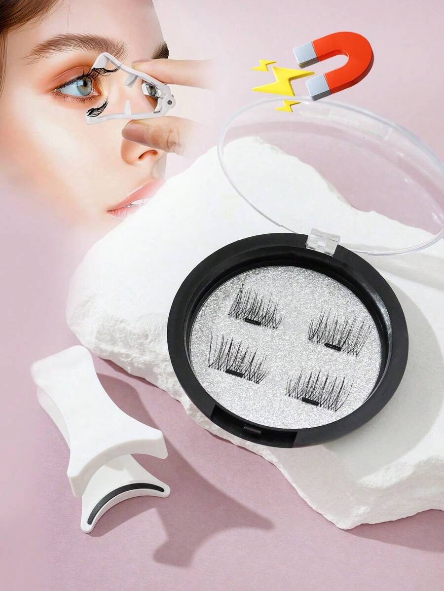 SHEIN Waloshow طقم رموش مغناطيسية طبيعية بدون غراء