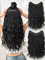 SHEIN باروكة شعر موجي 24 بوصة بلون أسود بمشبك