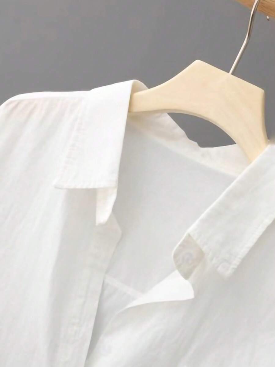 SHEIN قميص أبيض بأكمام طويلة
