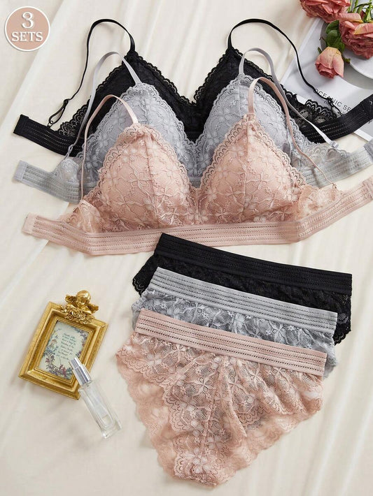 SHEIN حمالات صدر فرتسية 3 اطقم بدون سلك