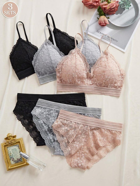 SHEIN حمالات صدر فرتسية 3 اطقم بدون سلك