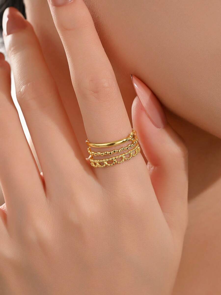SHEIN طقم مجوهرات فولاذ مطلي ذهب 18 قيراط