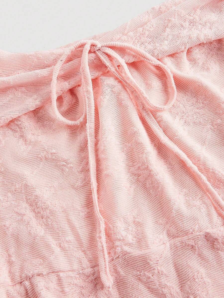 SHEIN MOD فستان ماكسي وردي بأكتاف مكشوفة  من الدانتيل للمقاسات الكبيرة