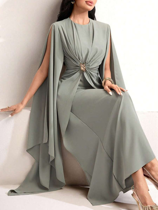 SHEIN فستان أنيق بخصر مشدود وقصّة منسدلة مطوية