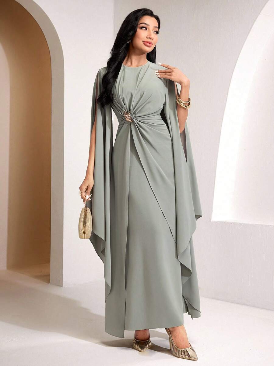SHEIN فستان أنيق بخصر مشدود وقصّة منسدلة مطوية