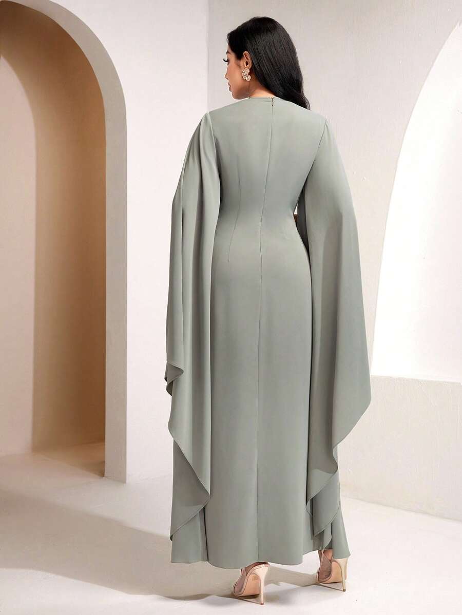SHEIN فستان أنيق بخصر مشدود وقصّة منسدلة مطوية