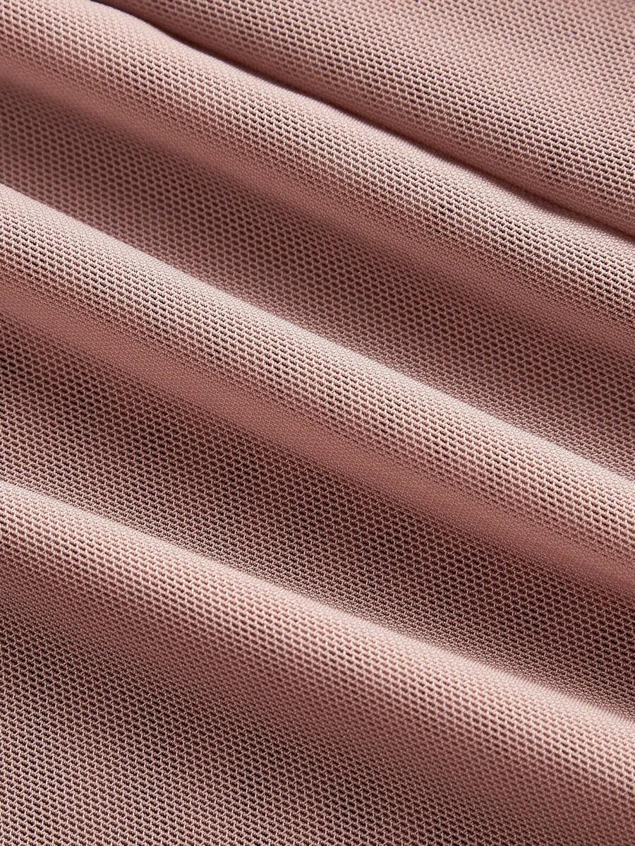 SHEIN MOD فستان ماكسي لامع بأكمام طويلة وكشكشة وذيل أمواج