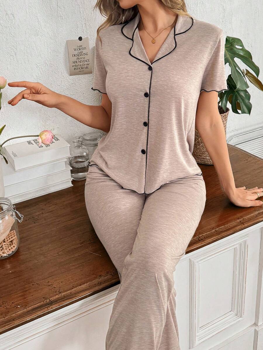 SHEIN Doze Lane بيجاما 2 قطعة صيفية من كتان خفيف