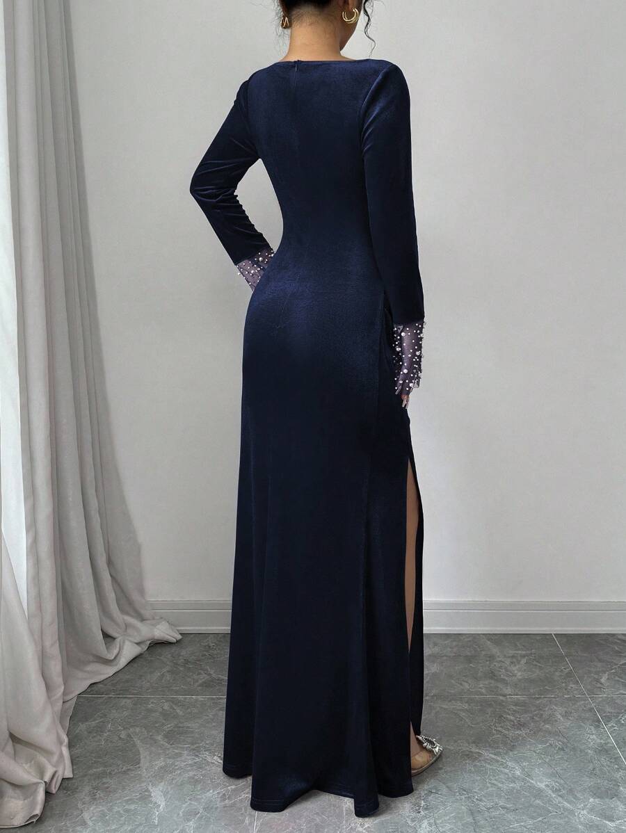 SHEIN Elenzga  فستان أنيق بلون أزرق