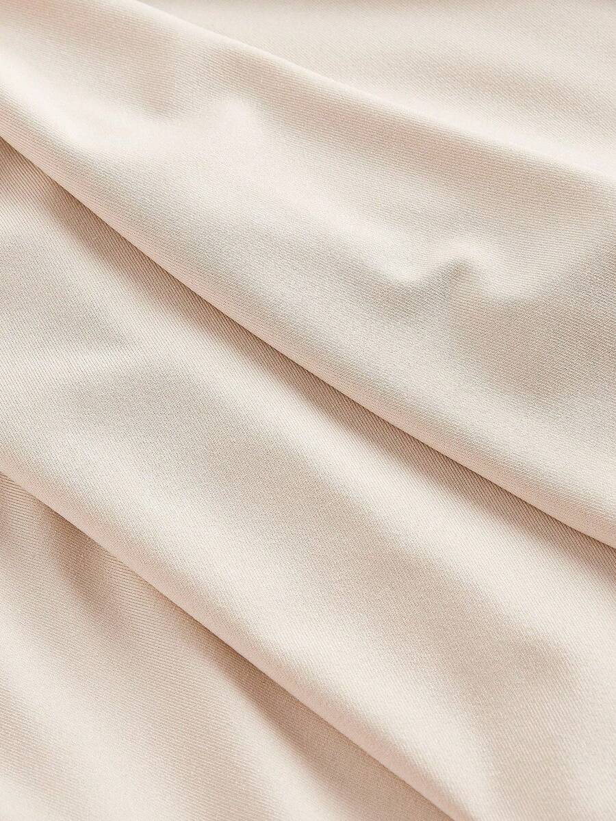 SHEIN MOD فستان مطوي غير متماثل بلون المشمش مع إبزيم معدني