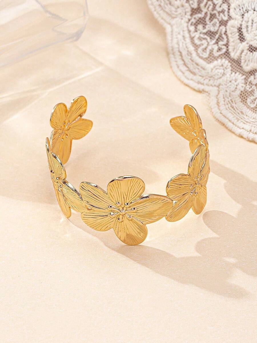 SHEIN سوار بتصميم وردة مطلي بالذهب