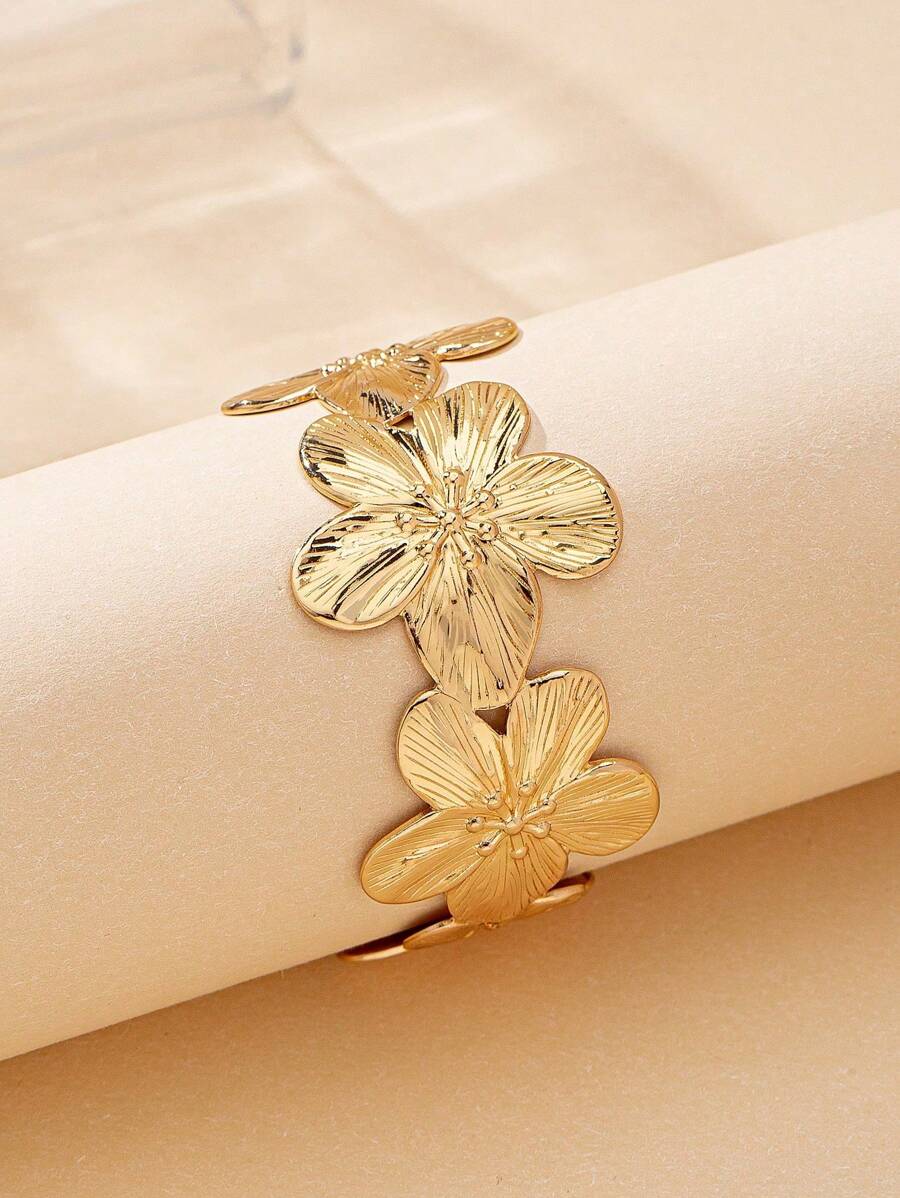 SHEIN سوار بتصميم وردة مطلي بالذهب