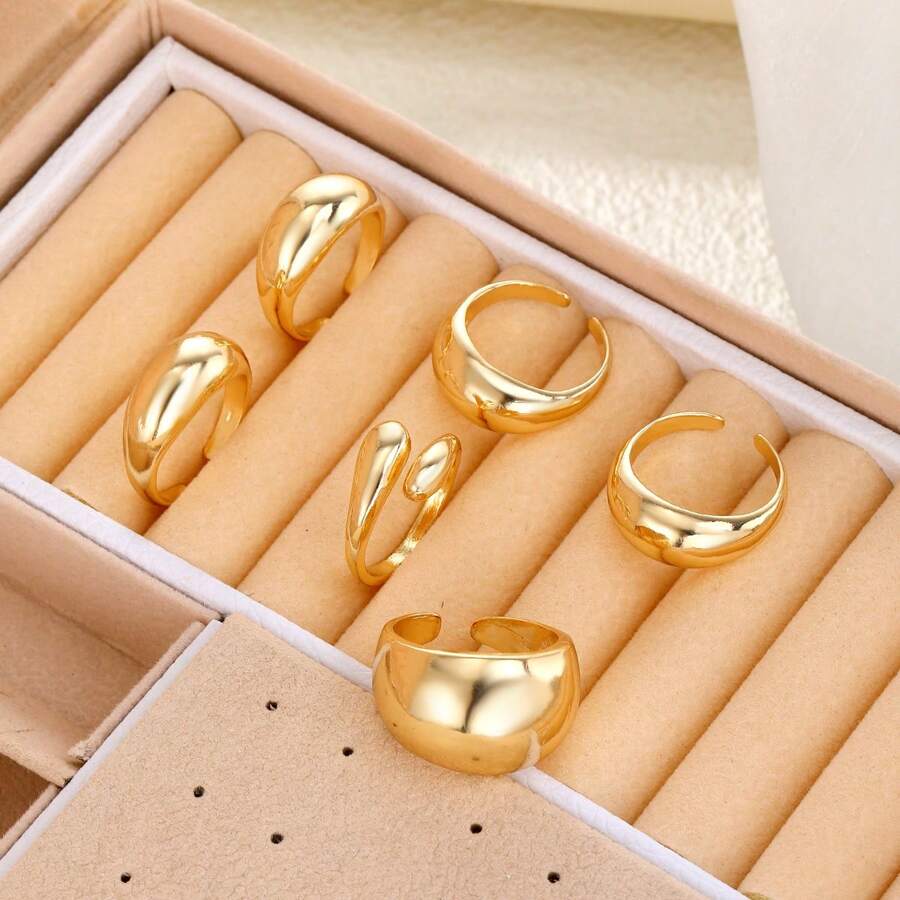 SHEIN طقم 9 خواتم معدنية هندسية