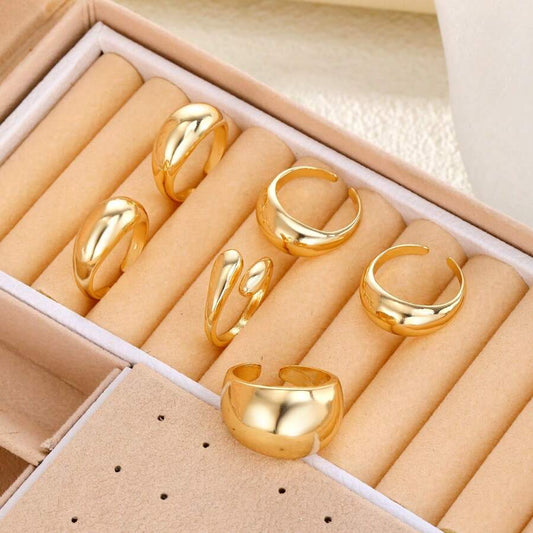 SHEIN طقم 9 خواتم معدنية هندسية