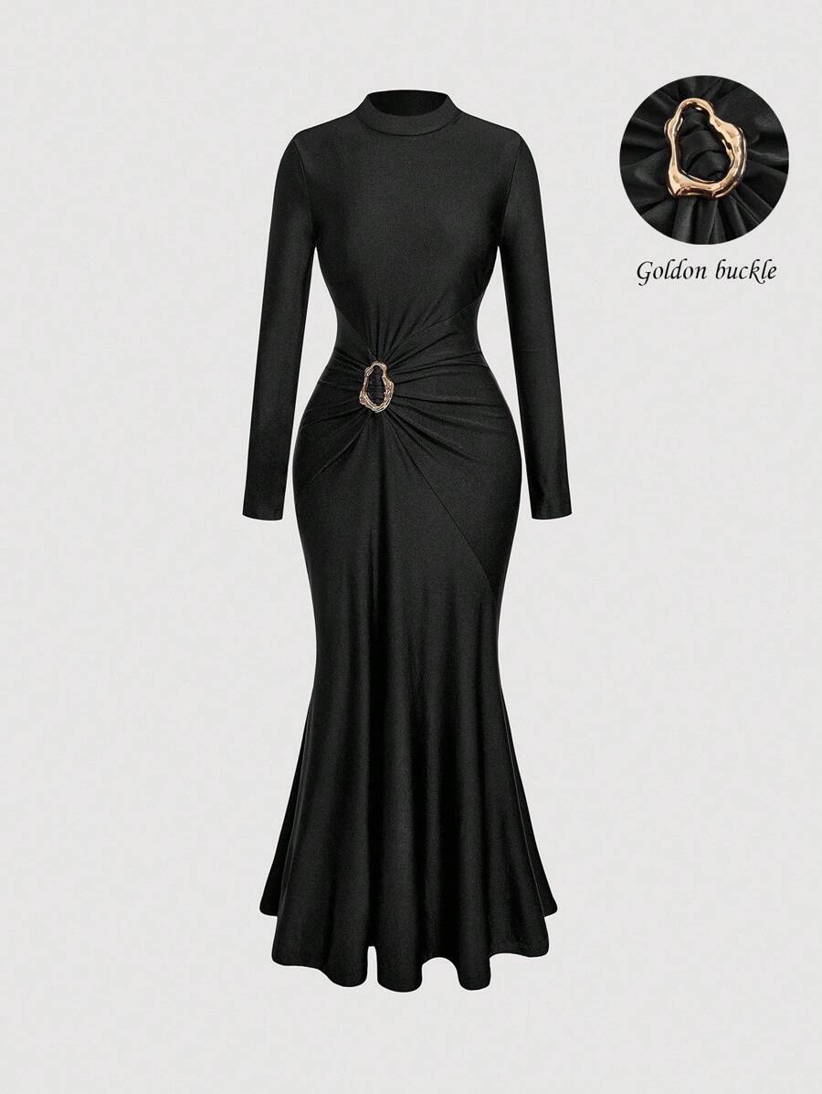 SHEIN MOD فستان أسود بتصميم ذيل السمكة