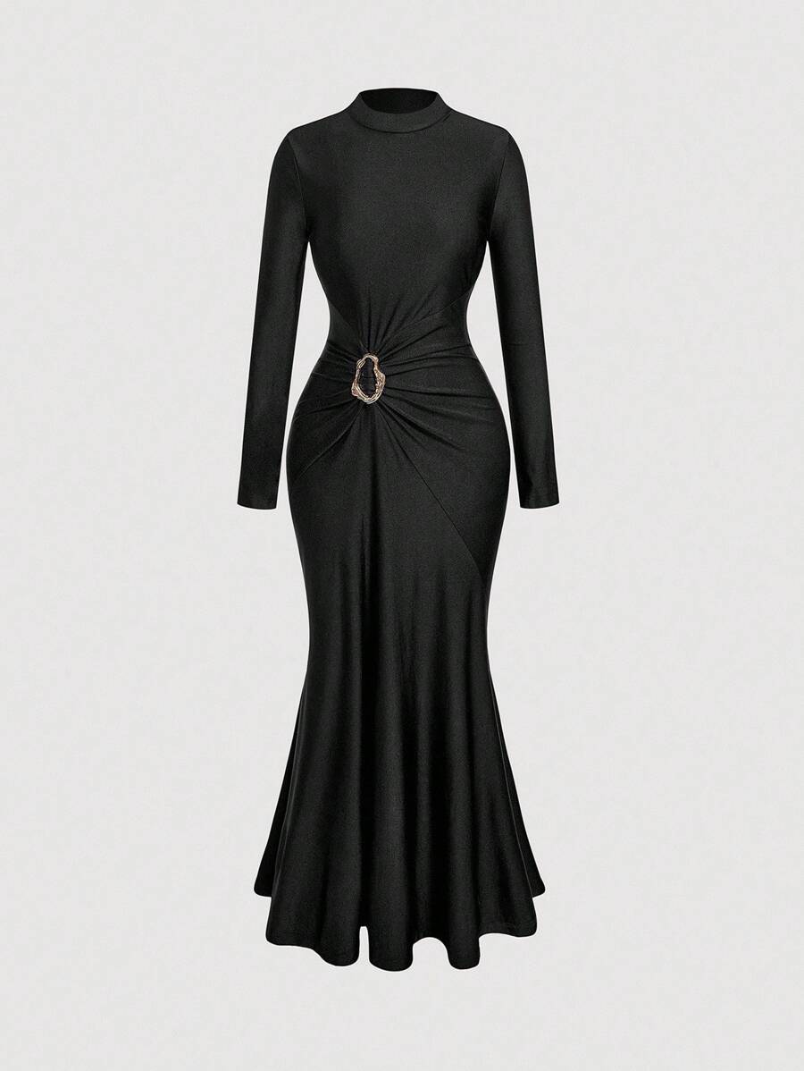 SHEIN MOD فستان أسود بتصميم ذيل السمكة