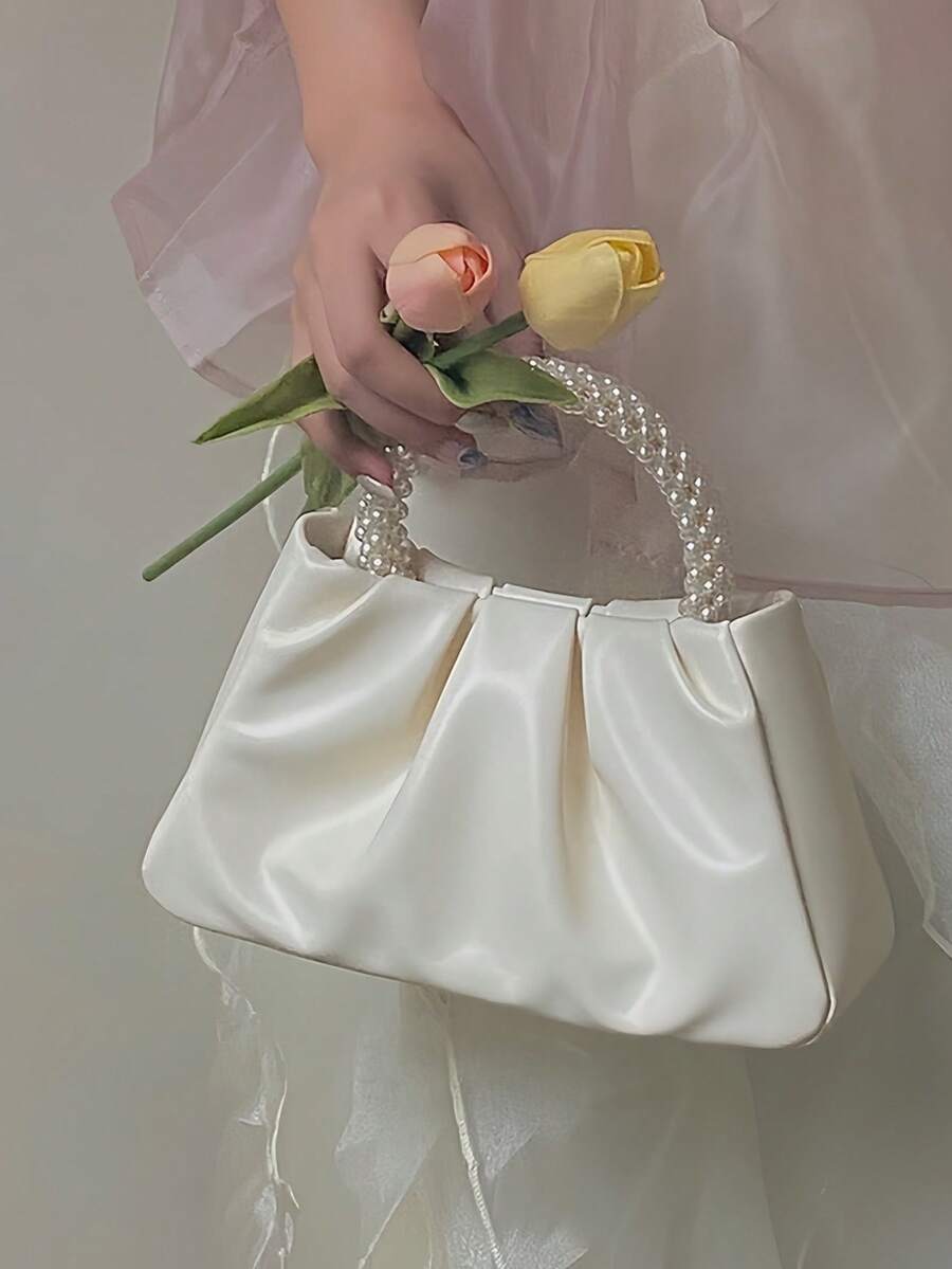 SHEIN حقيبة يد صغيرة مربعة من اللؤلؤ بحزام للكتف