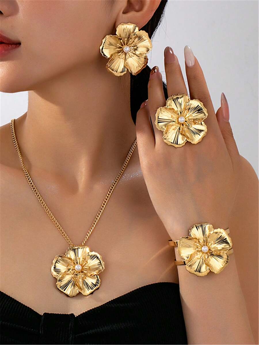 SHEIN طقم مجوهرات معدني 5 قطع