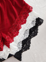 SHEIN طقم لانجري 6 قطع قميص قابل للتعديل وشورت مزين بالدانتيل