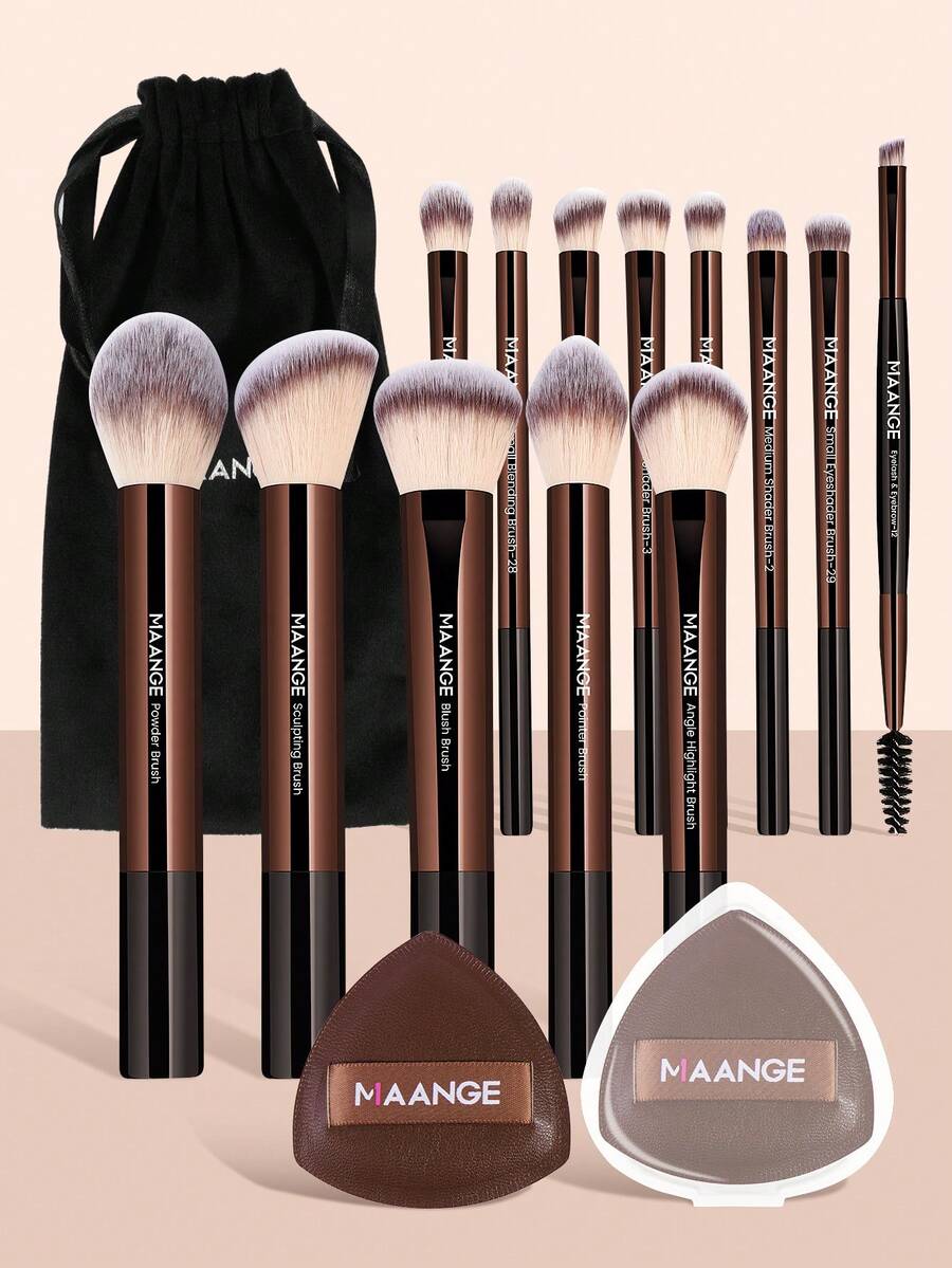SHEIN MAANGE فرش مكياج احترافية بأنابيب ألومنيوم طويلة
