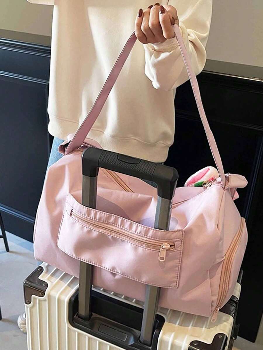 SHEIN حقيبة رياضية أنيقة واسعة بسحاب وأشرطة كتف