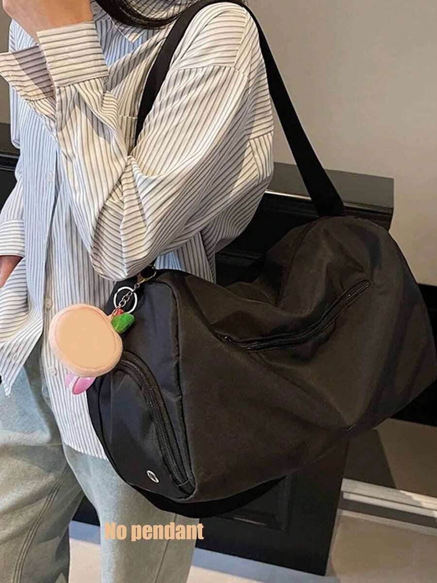 SHEIN حقيبة رياضية أنيقة واسعة بسحاب وأشرطة كتف