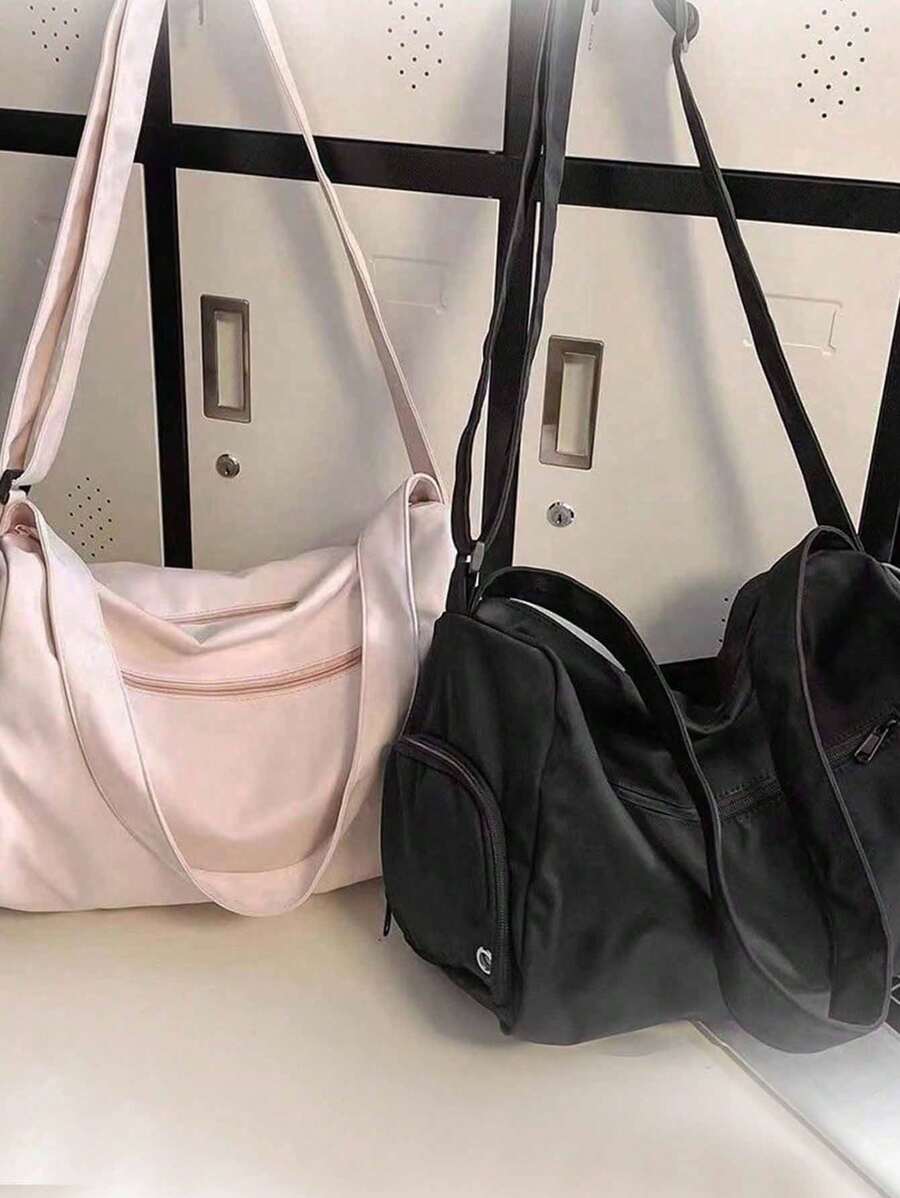 SHEIN حقيبة رياضية أنيقة واسعة بسحاب وأشرطة كتف
