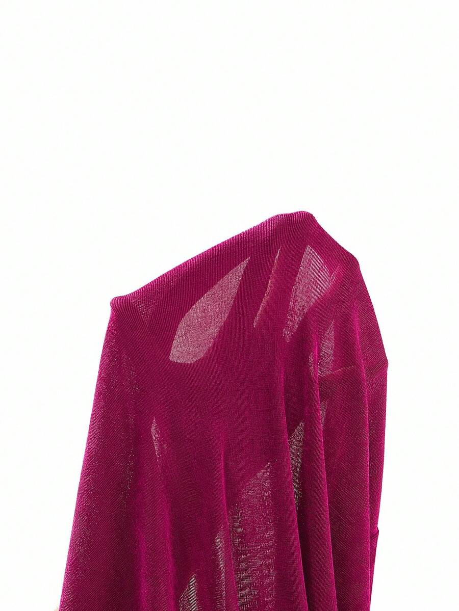 SHEIN Ellevyn فستان ماكسي لامع بأكمام مطاطية وزخارف معدنية