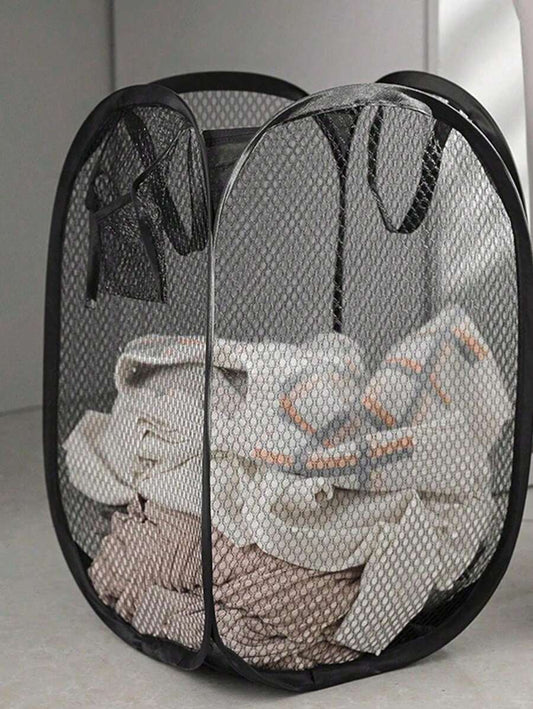 SHEIN سلة غسيل قابلة للطي سوداء بسعة كبيرة ومقابض