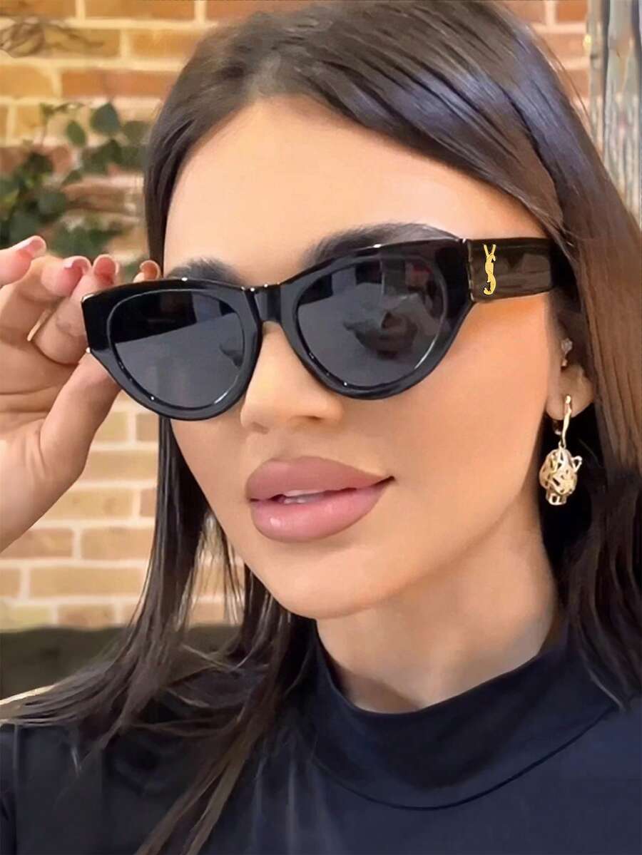 SHEIN نظارة نسائية بتصميم عين القطة البيضاوية بإطار صغير