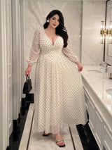 SHEIN Vibekara فستان ماكسي شيفون للمقاس الكبير بطبعة زهور بربطة عنق