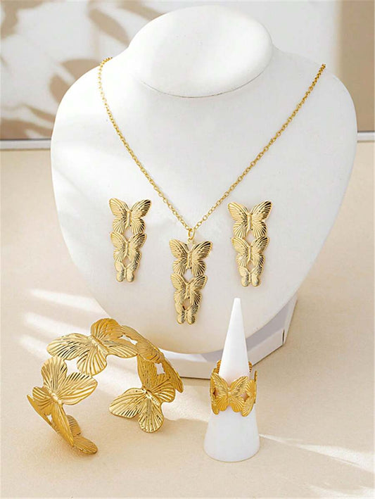 SHEIN طقم مجوهرات 5 قطع بتصميم زهرة وفراشة