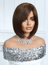 SHEIN باروكة بوب قصيرة بلون بني داكن 12 بوصات
