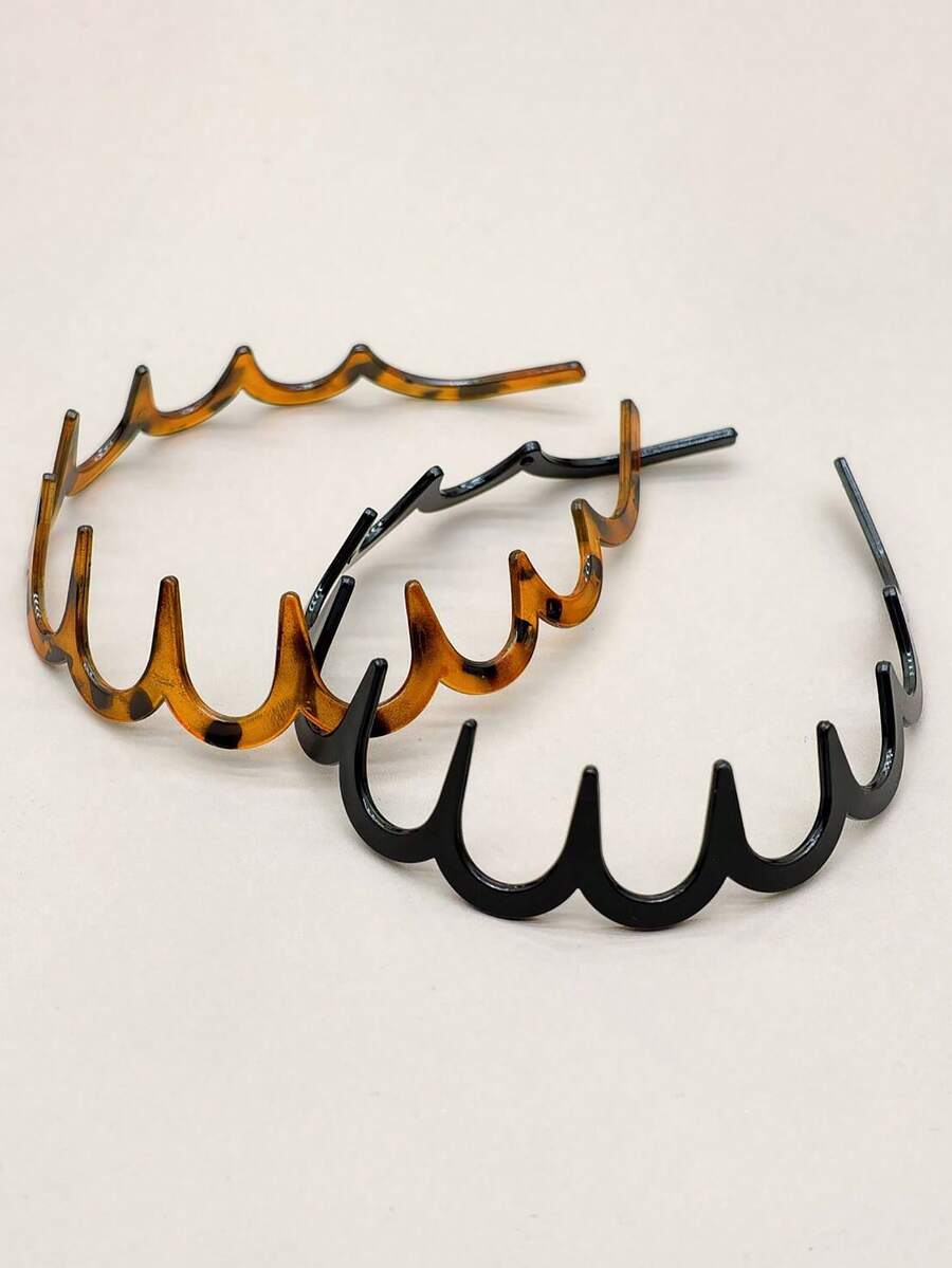 SHEIN شريط رأس 2 قطعة بتصميم متموج وطبعة نمر قابلة للعكس