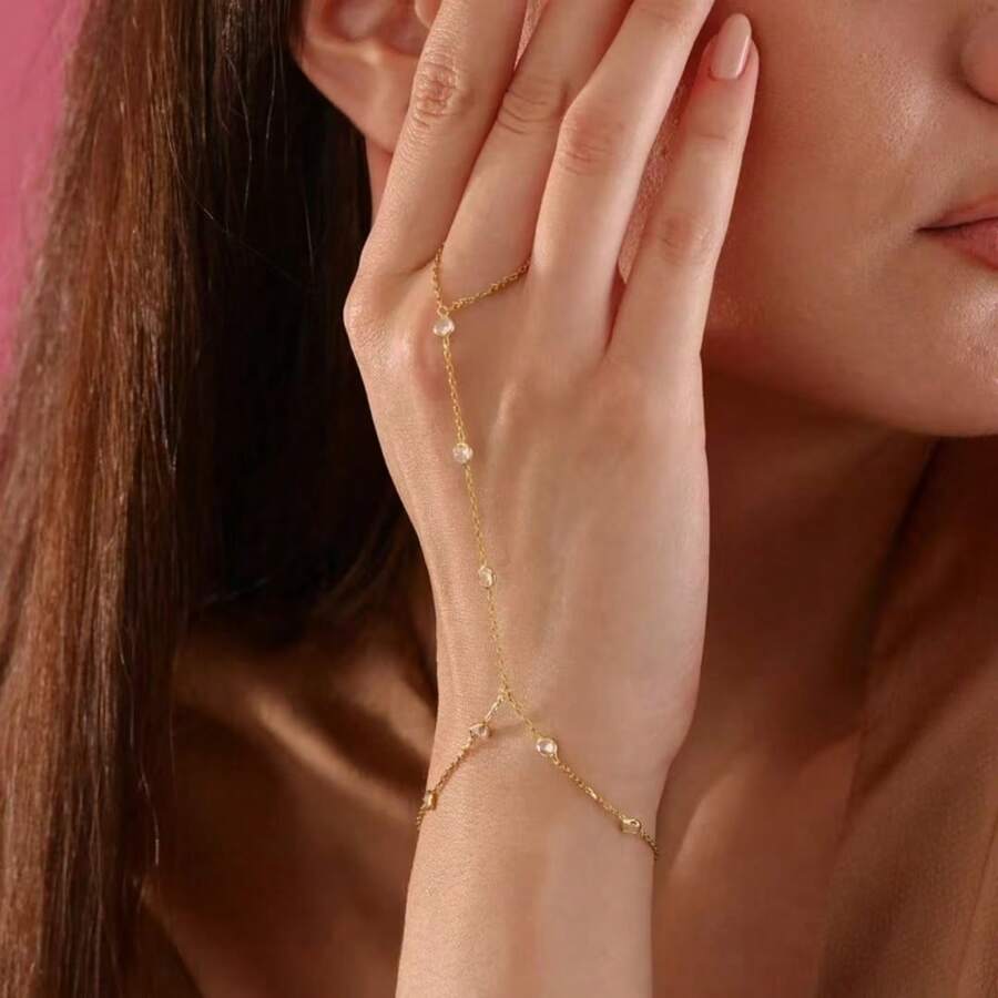 SHEIN سلسلة إصبع مرصعة بزركونيا