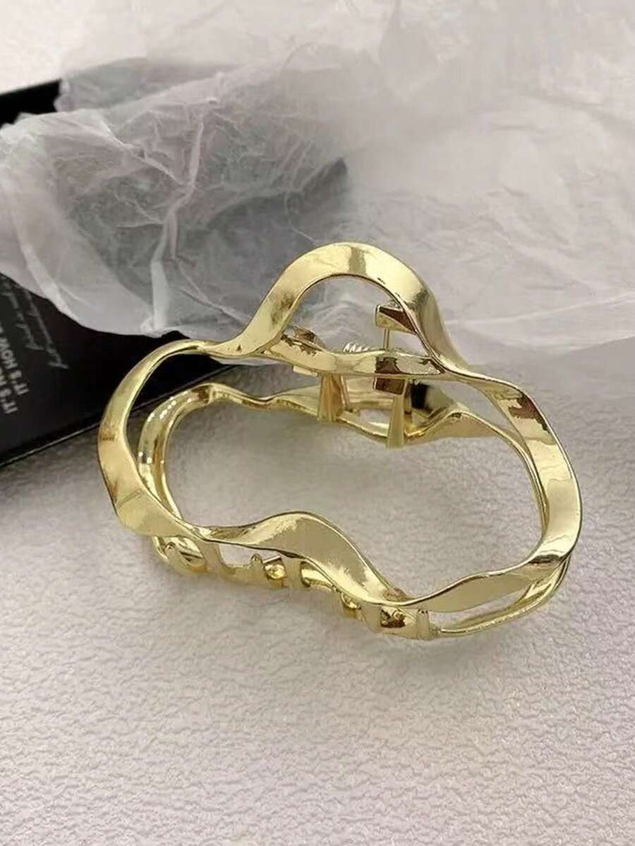 SHEIN مشبك شعر ذهبي كبير مفرغ من سبائك معدنية