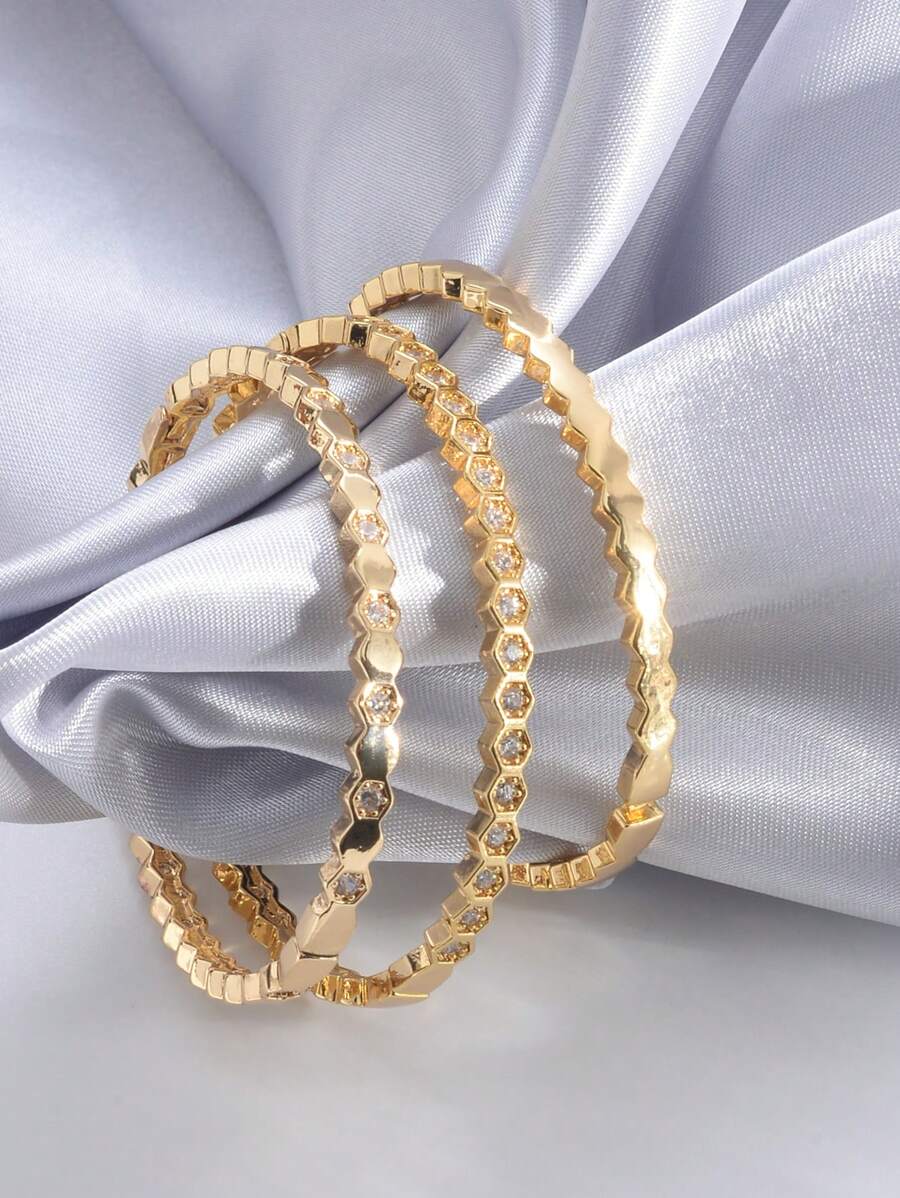 SHEIN أساور مطلية بذهب 18 قيراط مرصعة بالزركونيا