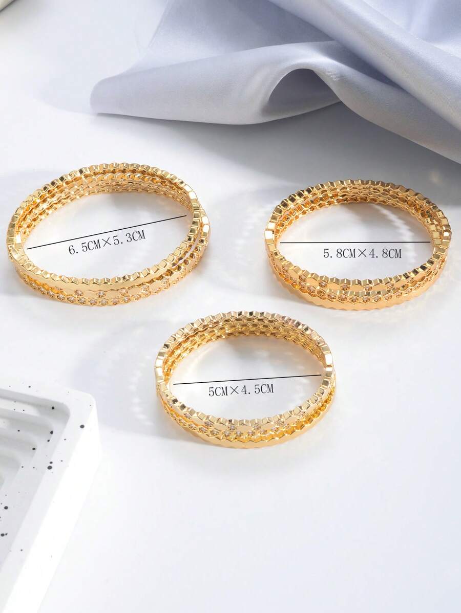 SHEIN أساور مطلية بذهب 18 قيراط مرصعة بالزركونيا
