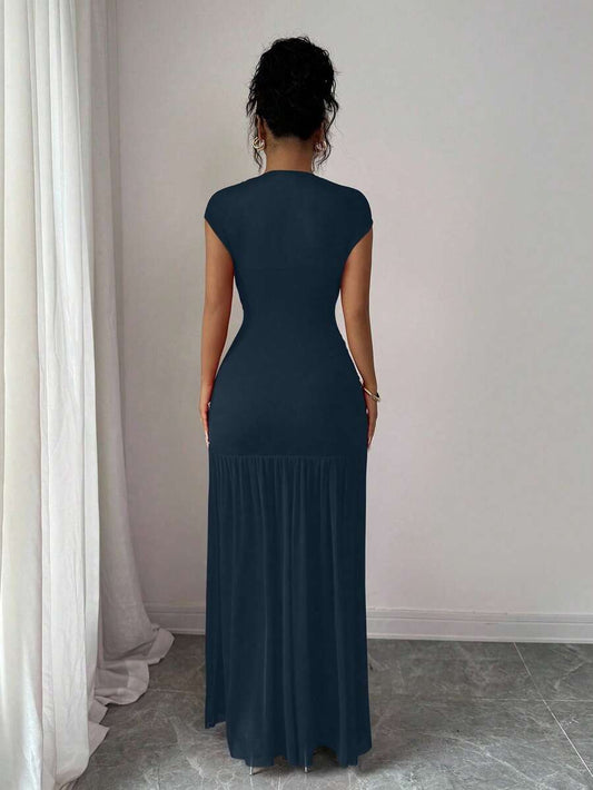 SHEIN Elenzga فستان طويل كحلي بدون أكمام