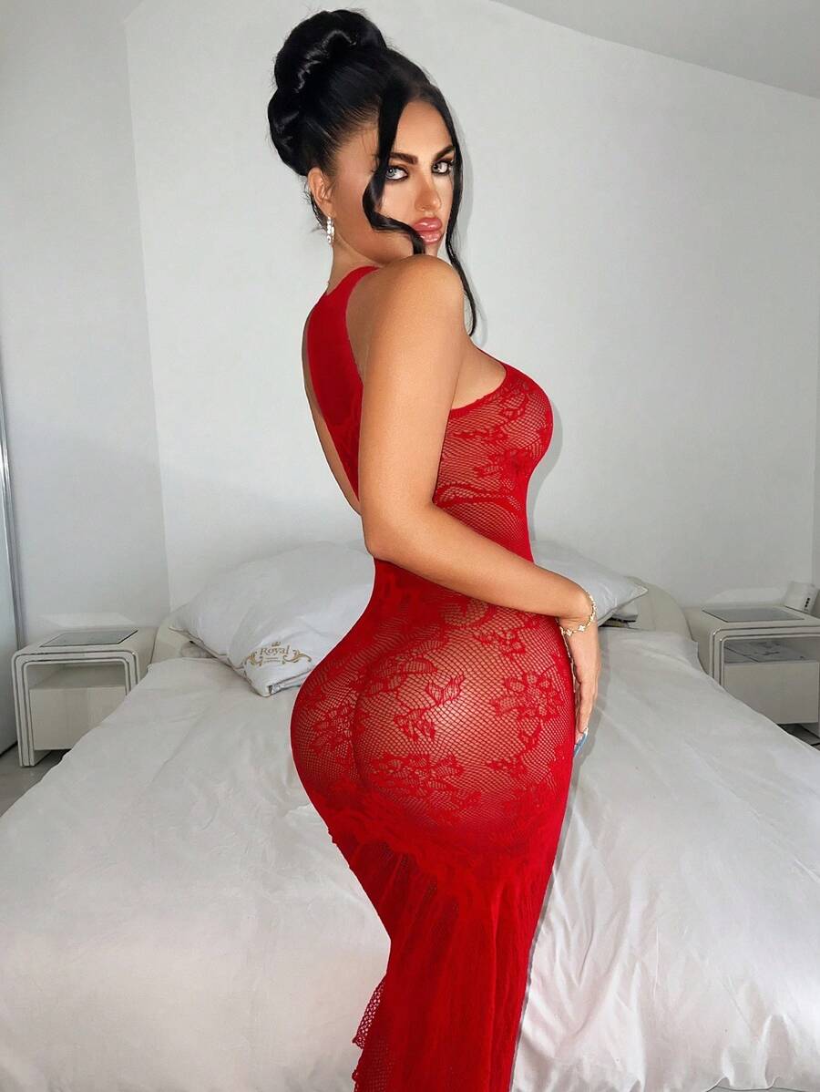 SHEIN ChaseTheNight فستان نسائي شبكي ضيق