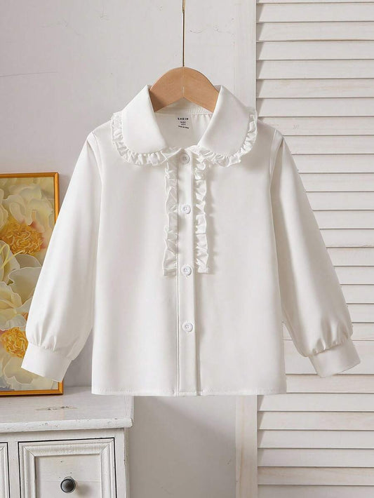 SHEIN Playful Pals قميص بناتي كاجوال وردي بتصميم وجه دمية