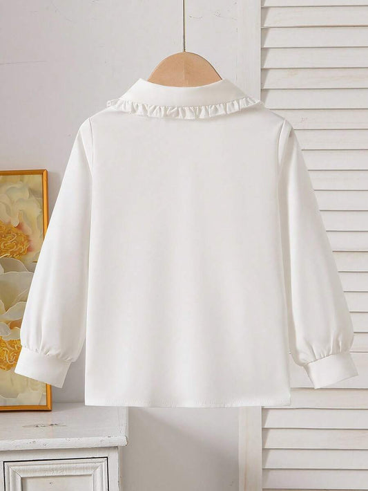 SHEIN Playful Pals قميص بناتي كاجوال وردي بتصميم وجه دمية