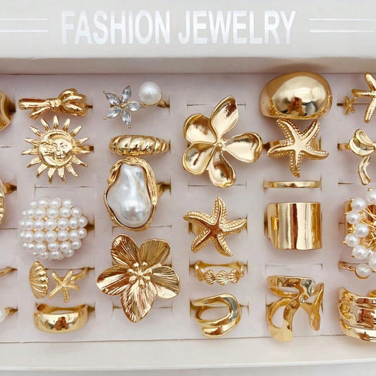 SHEIN مجموعة 15 خواتم معدنية بتصميم متنوع