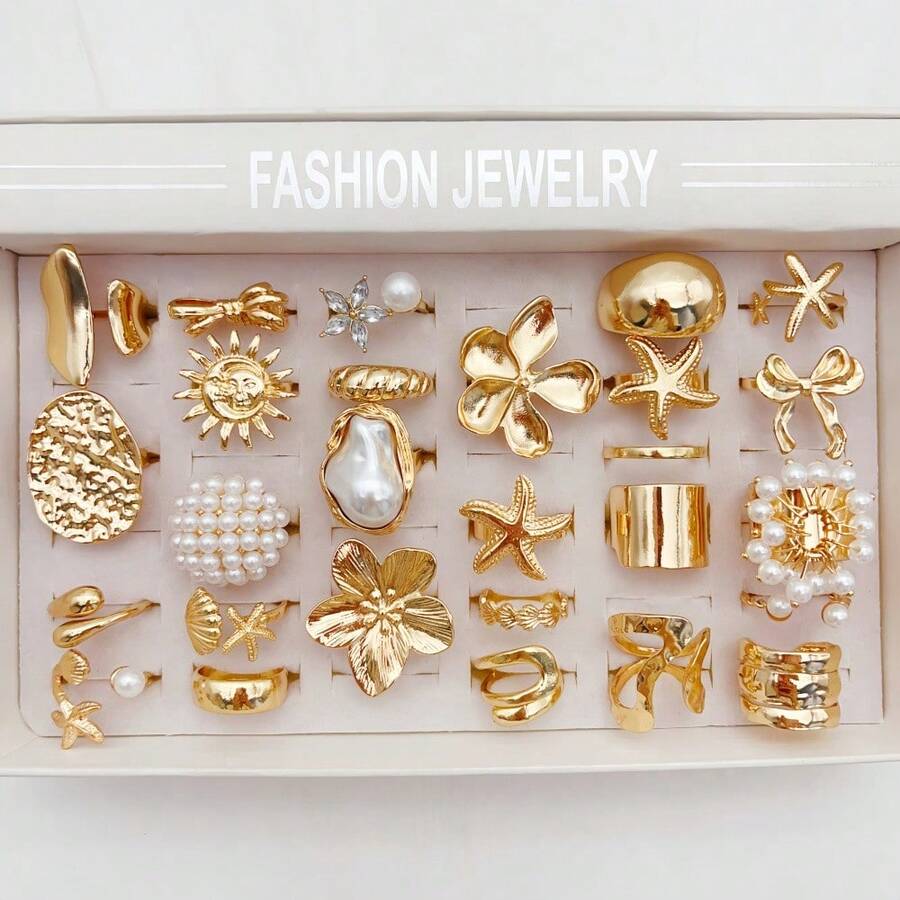 SHEIN مجموعة 15 خواتم معدنية بتصميم متنوع