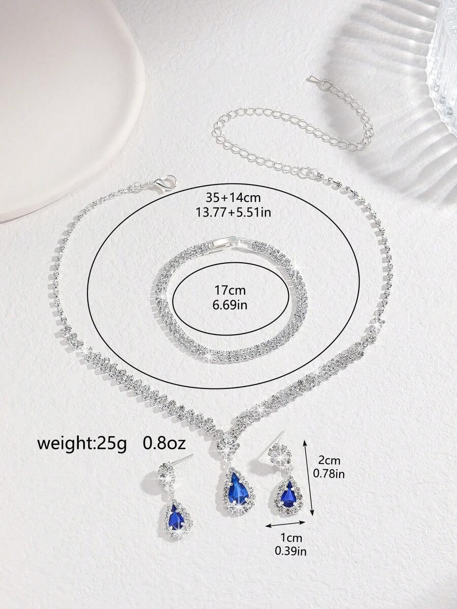 SHEIN طقم 3 قطع قلادة وأقراط بتصميم قطرة ماء