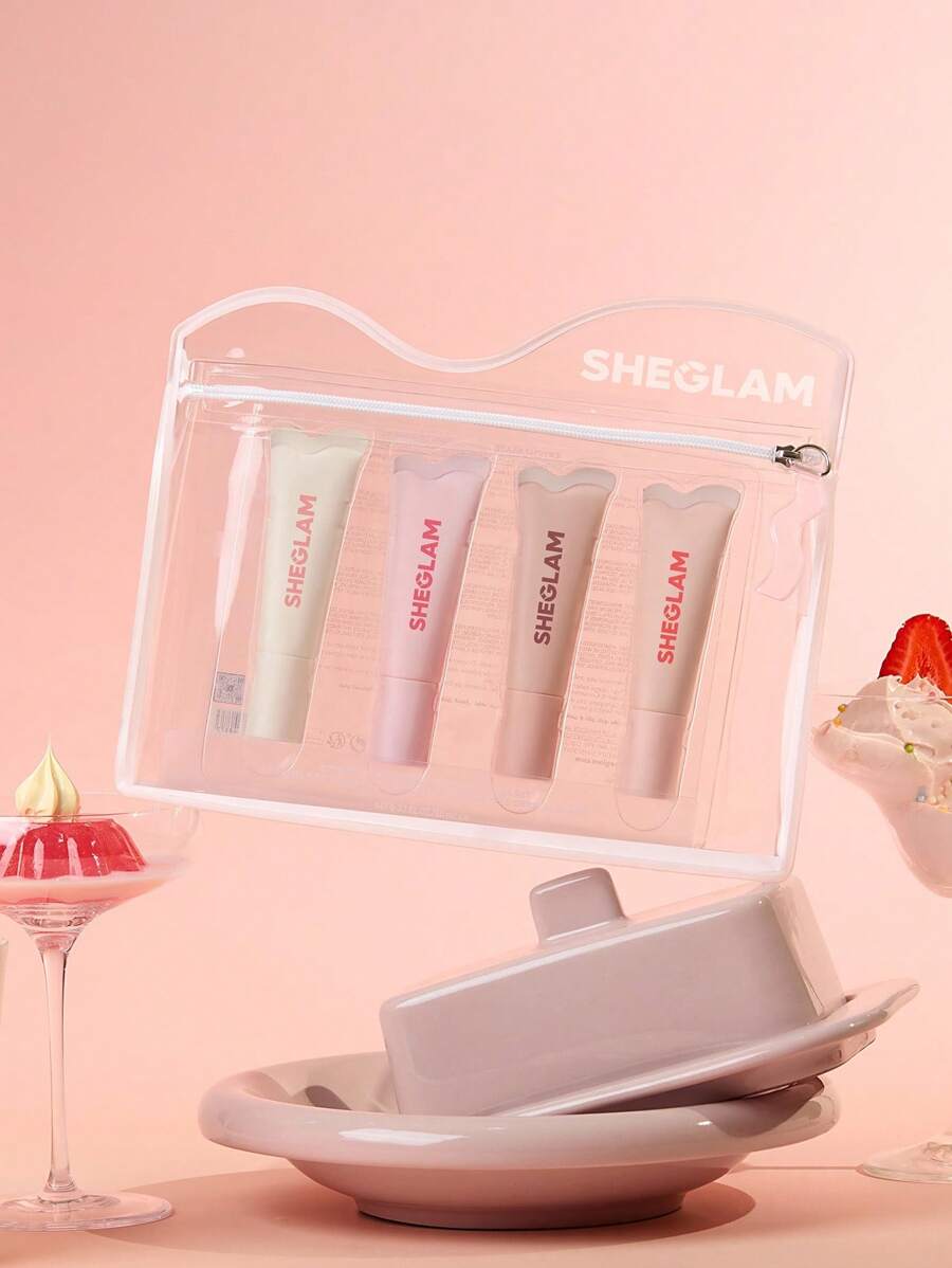 SHEGLAM Crystal Glaze مجموعة مرطب شفاه شفاف يقلل الخطوط الدقيقة